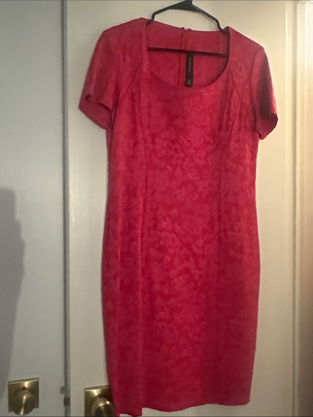 St. John Red Short-Sleeve Midi Sheath Dress Size 10
